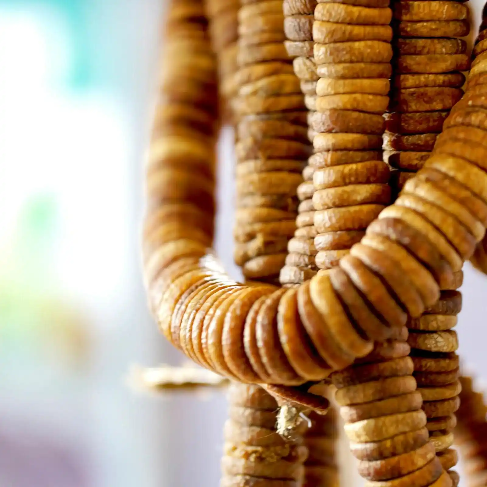 Dried figs threaded on strings